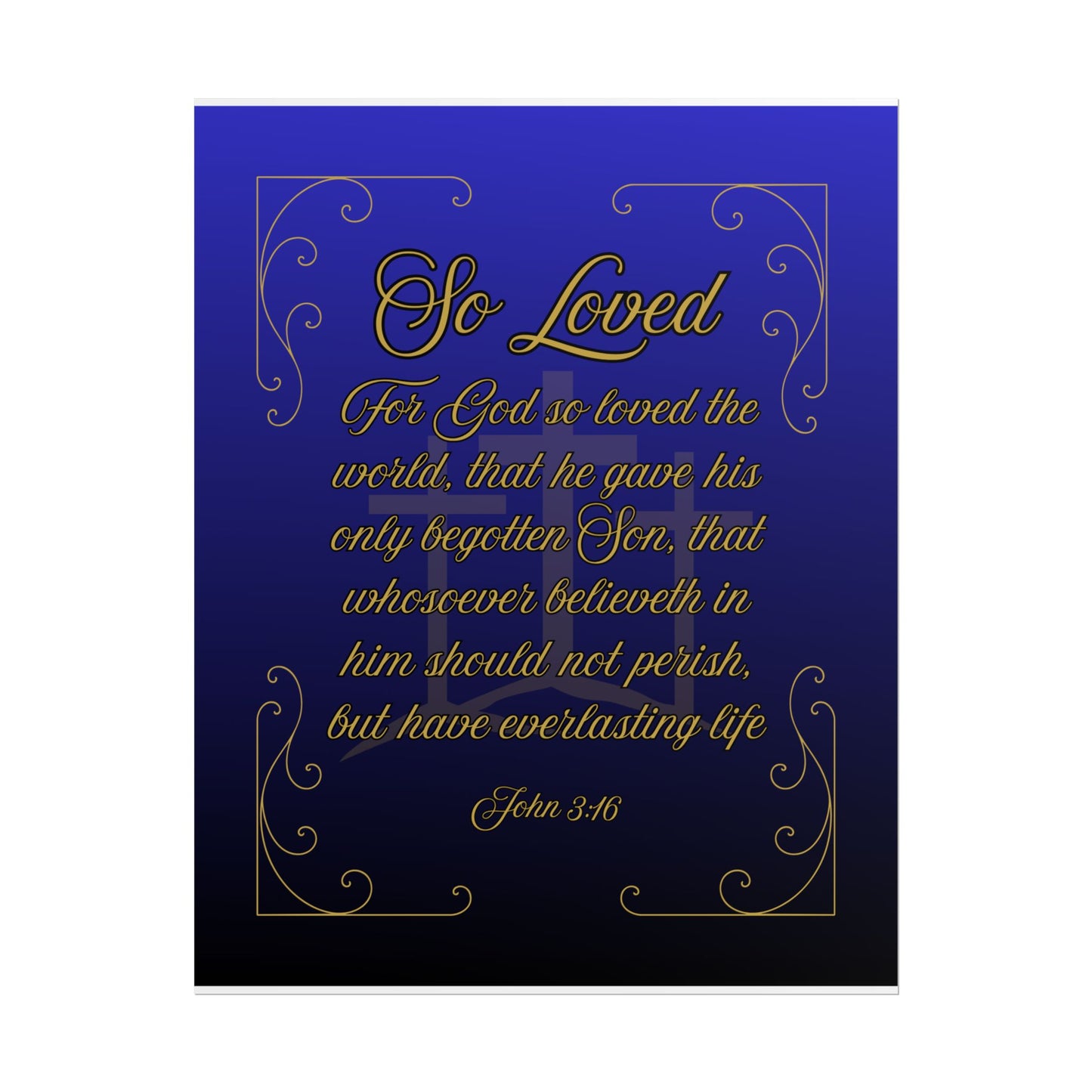 So Loved — John 3:16 Scripture Wall Art Heavenly Blue