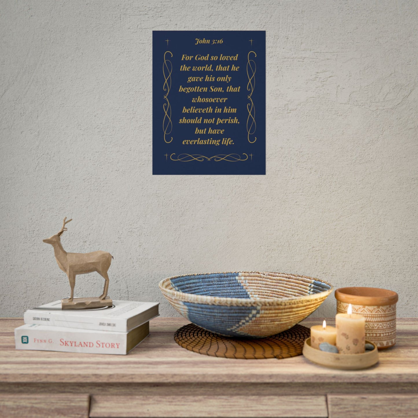 MTV John 3:16 — Navy & Gold Christian Wall Art (Rolled)