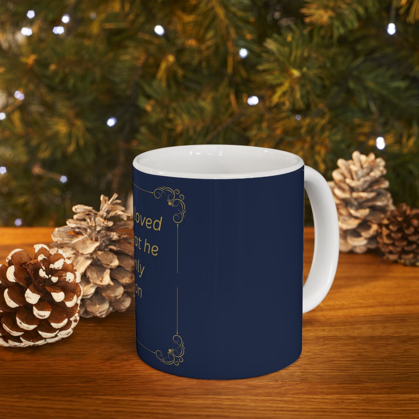 For God So Loved the World — Inspirational Scripture Mug (11oz/15oz) Navy