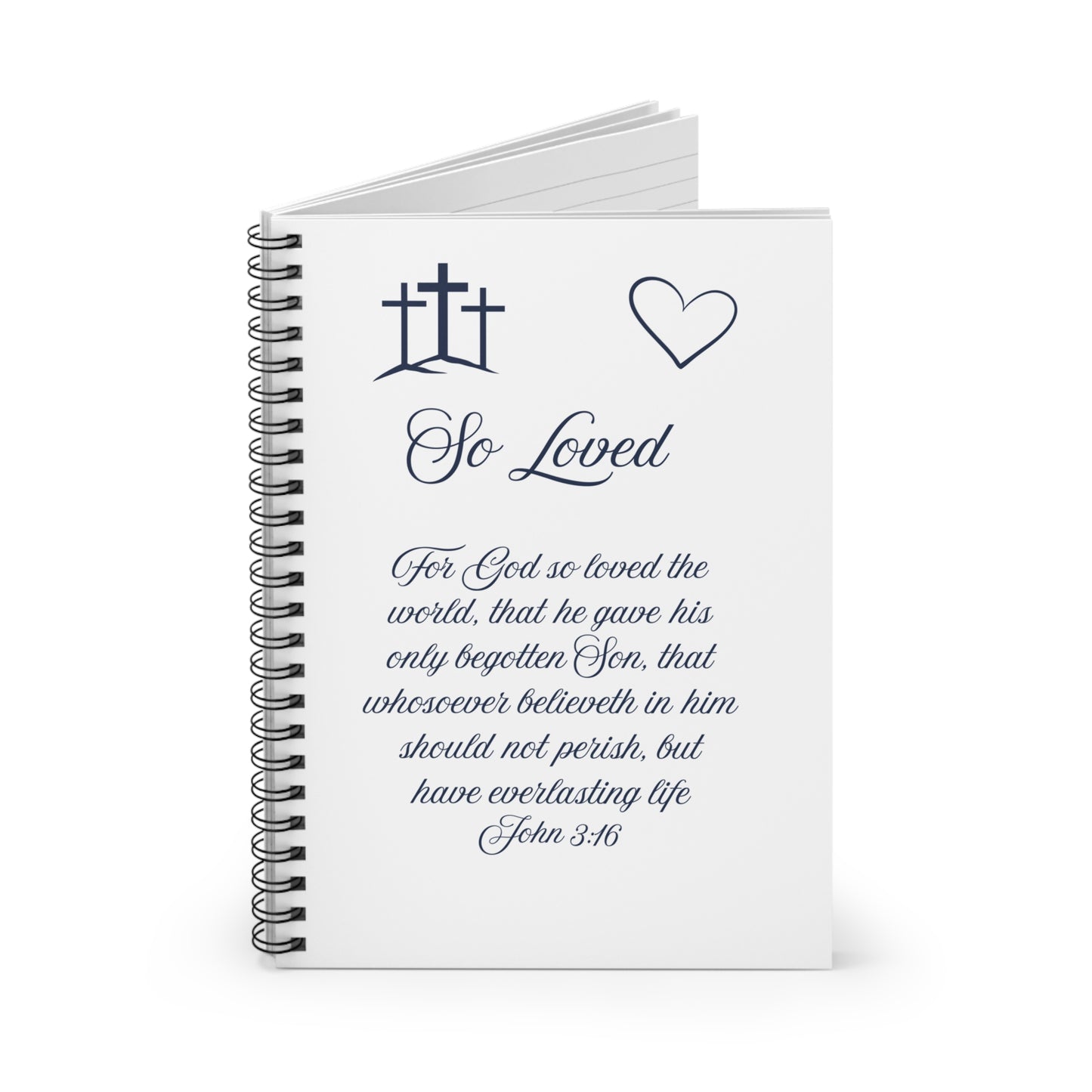 So Loved — John 3:16 Scripture Spiral Notebook | Faith Journal Navy