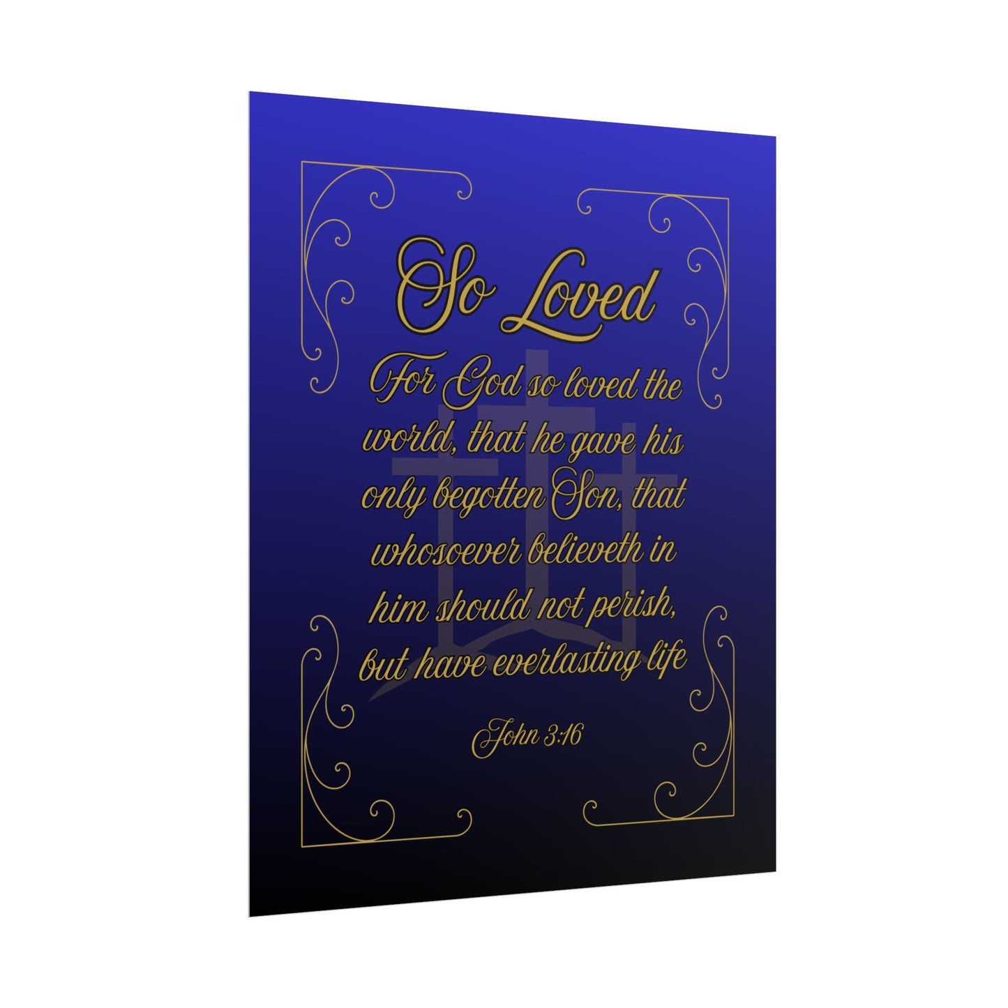 So Loved — John 3:16 Scripture Wall Art Heavenly Blue