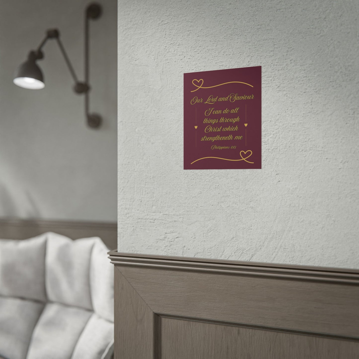 Our Lord and Saviour— Philippians 4:13 Scripture Wall Art Redeemed Scarlet