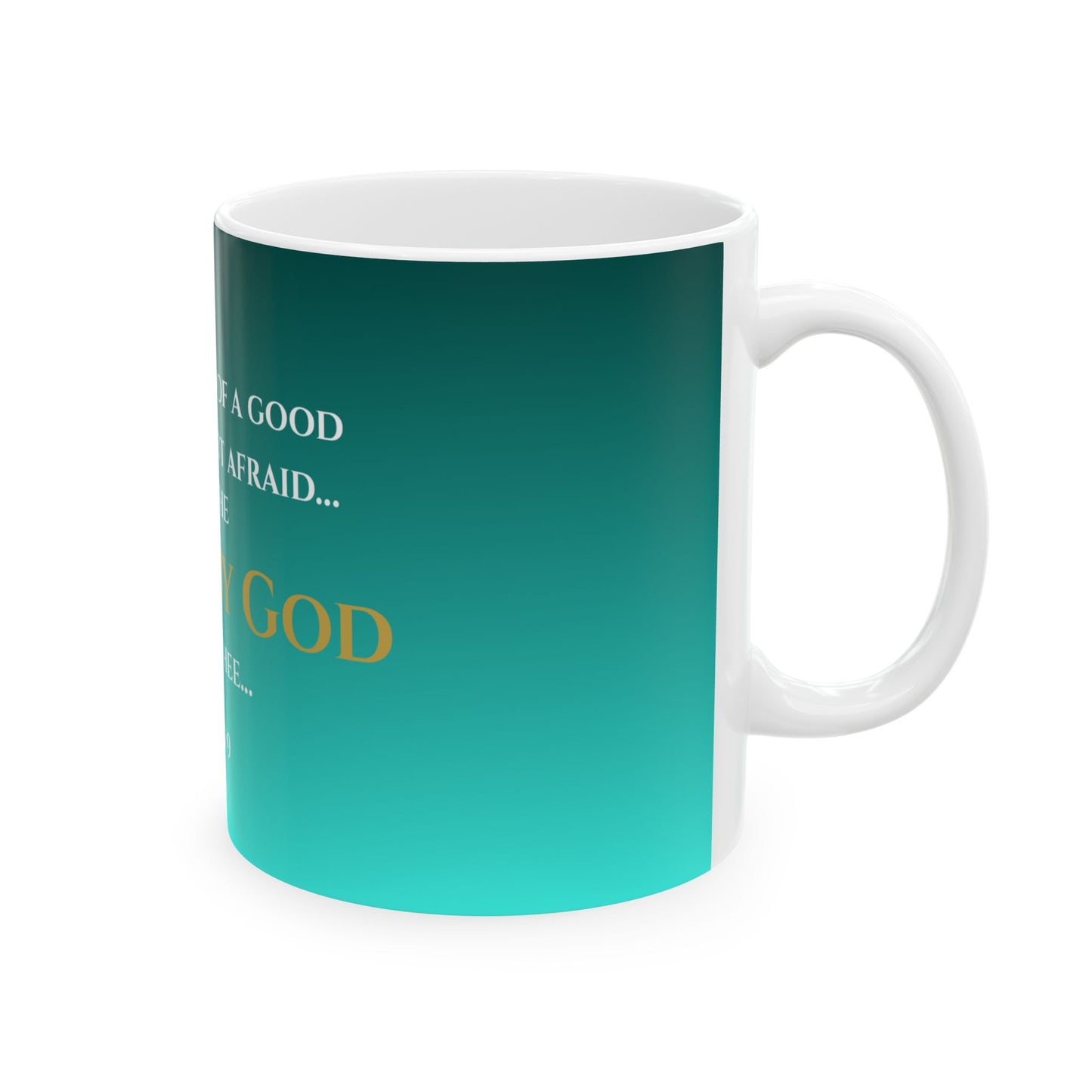 Be Strong and Courageous Scripture Mug | Joshua 1:9 | Tranquil Tide with White & Gold Lettering