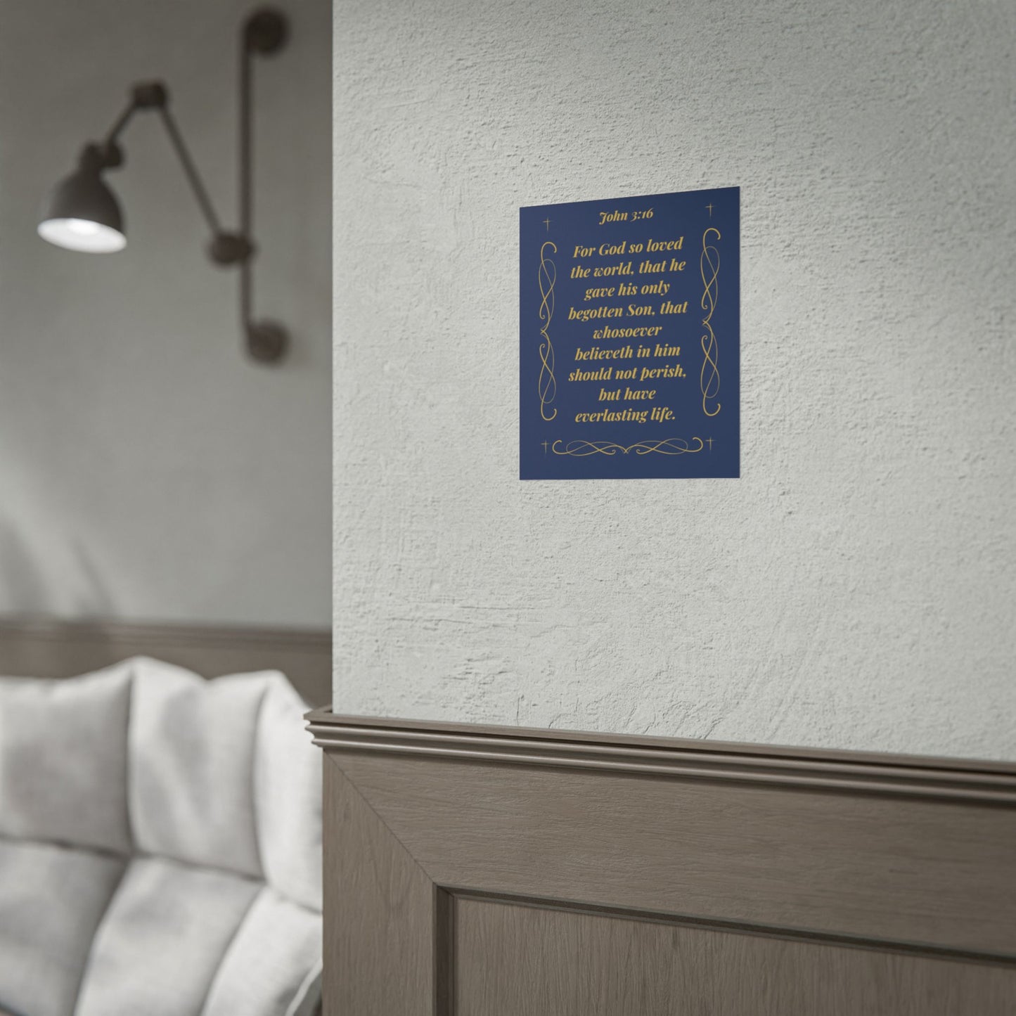 MTV John 3:16  — Navy & Gold Christian Wall Art (Rolled)