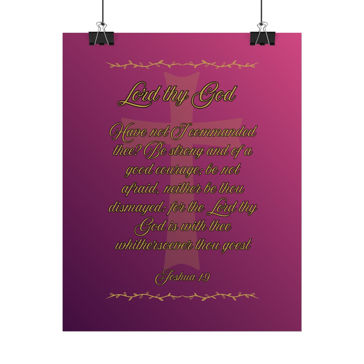 Lord thy God — Joshua 1:9 Scripture Wall Art Glorified Magenta