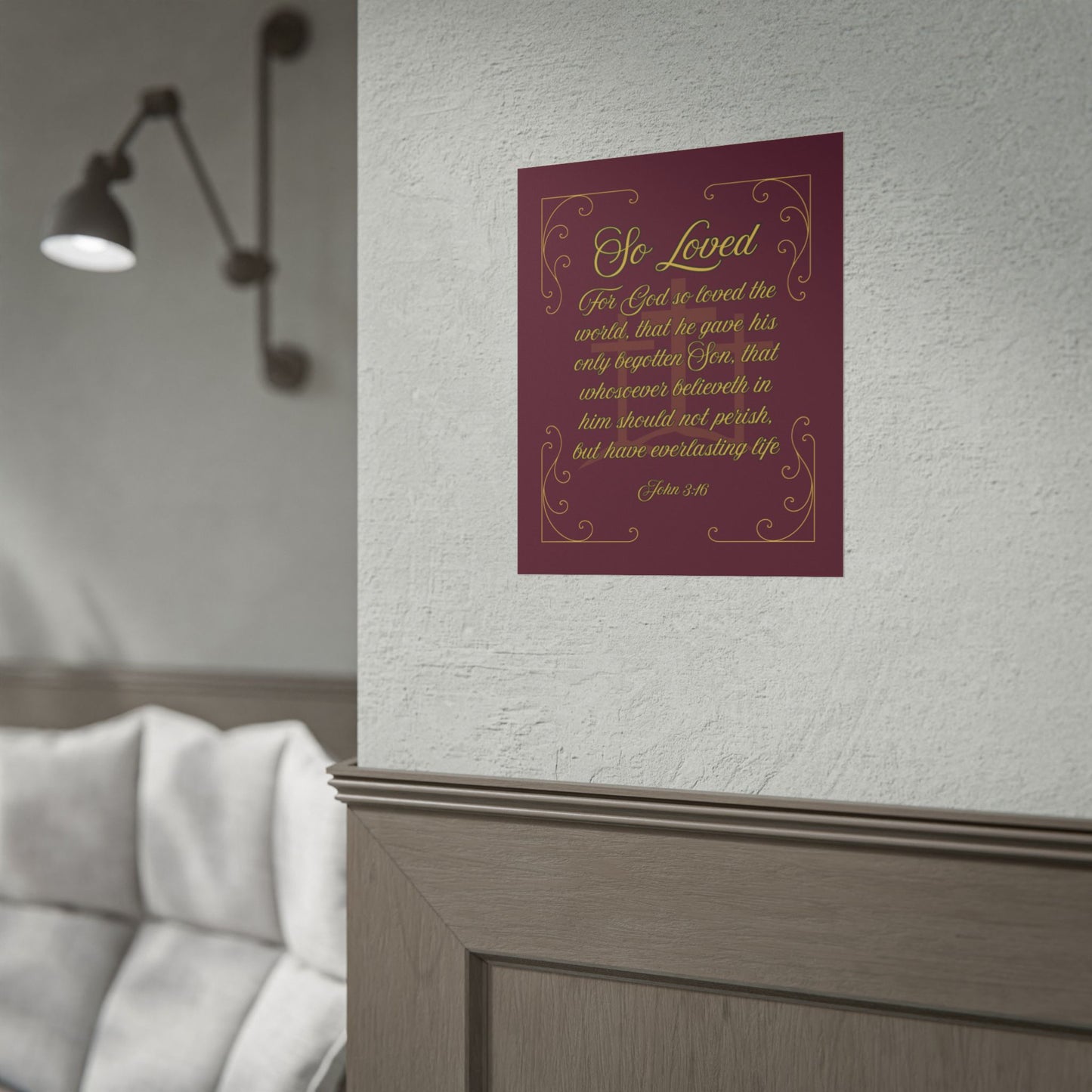 So Loved - John 3:16 Scripture Wall Art Redeemed Scarlet