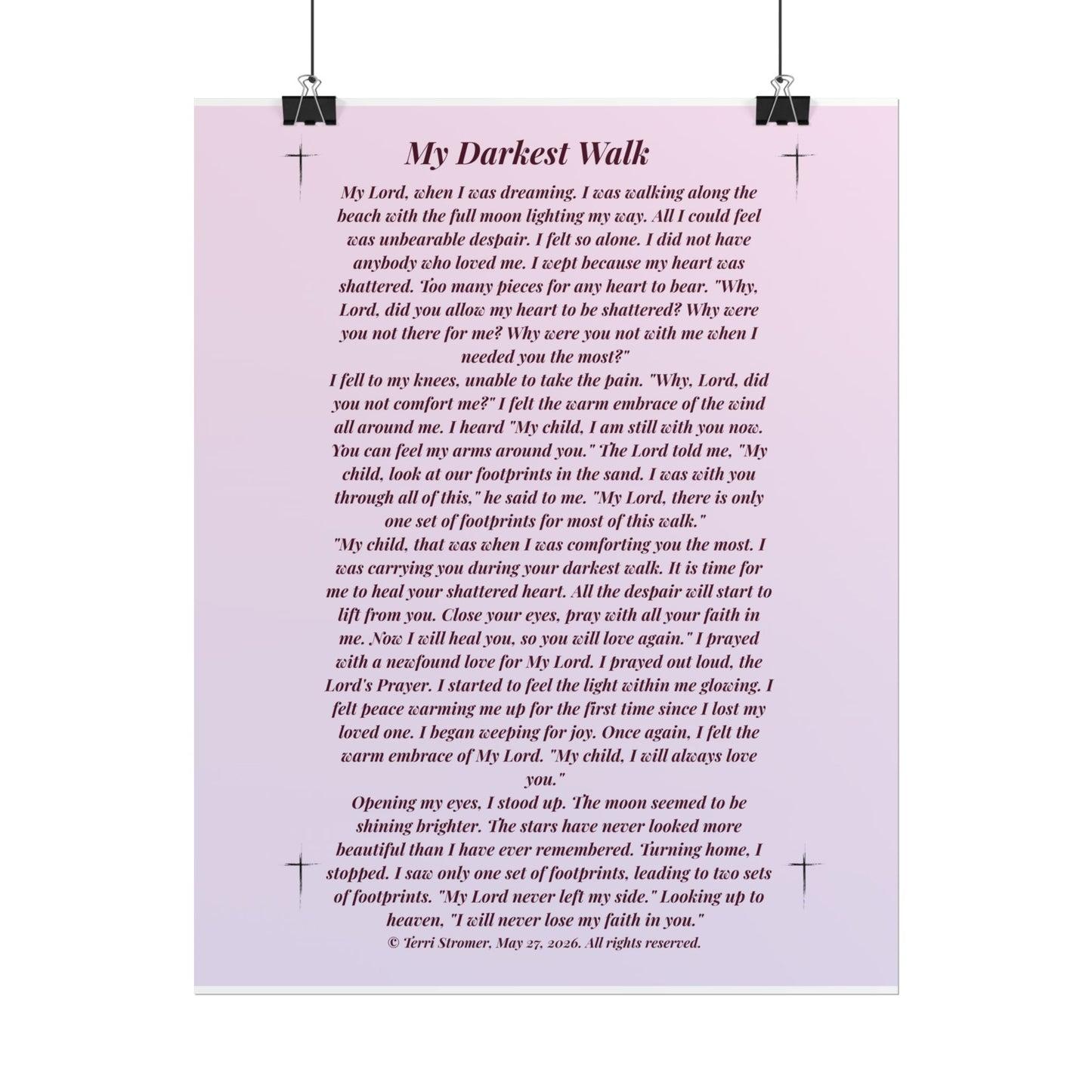 MDW my loved one - Inspirational Prayer Poem Print rolled Poster