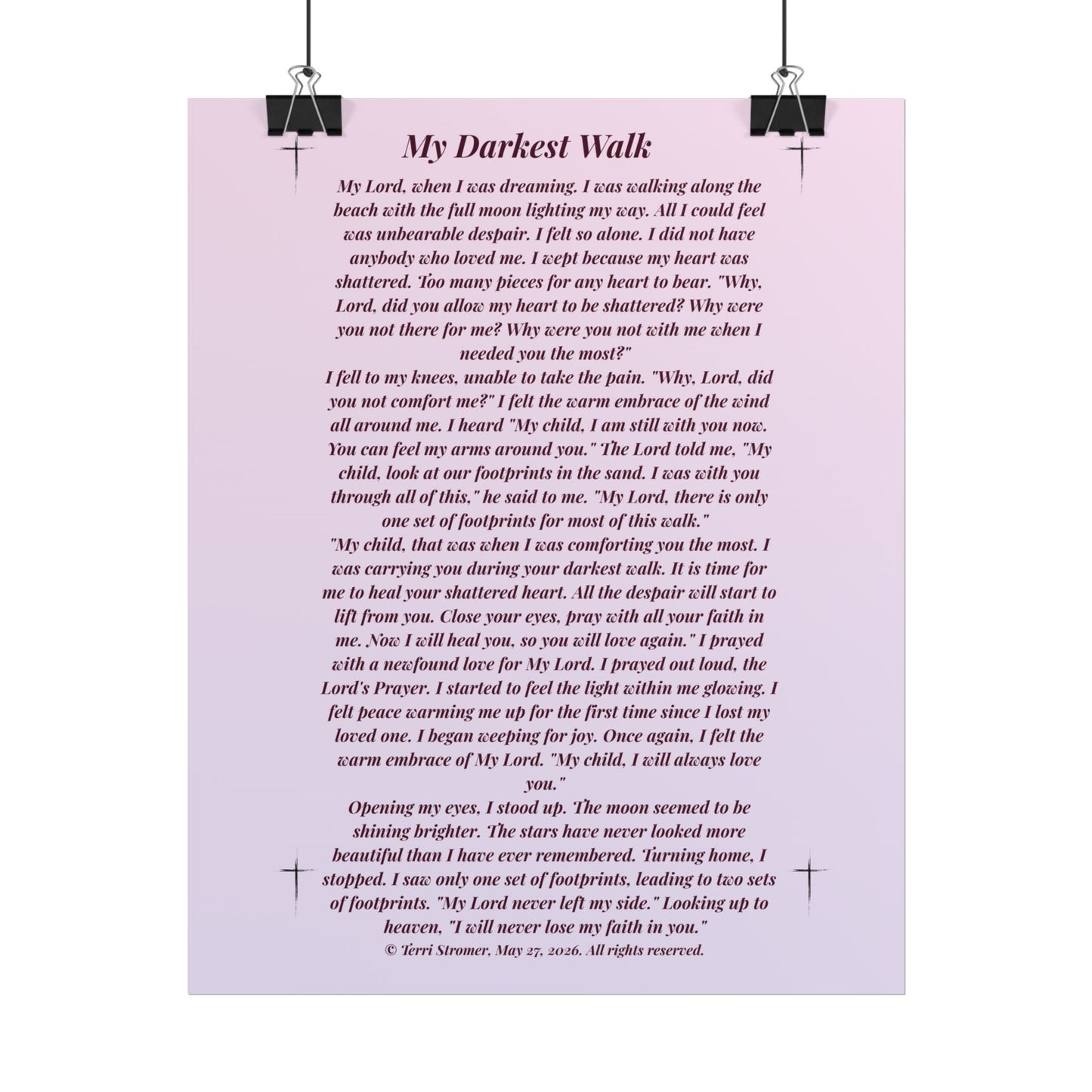 MDW my loved one - Inspirational Prayer Poem Print rolled Poster
