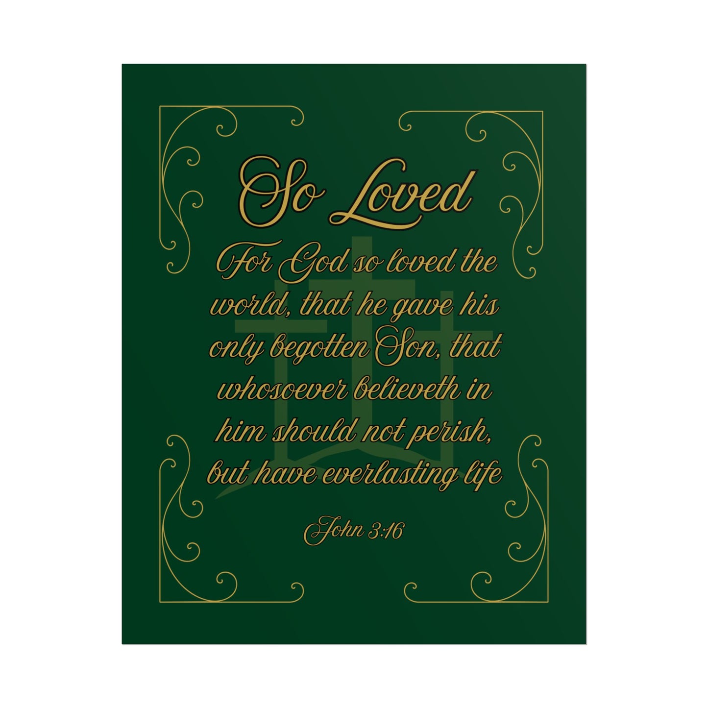 So Loved — John 3:16 Scripture Wall Art Legacy Emerald