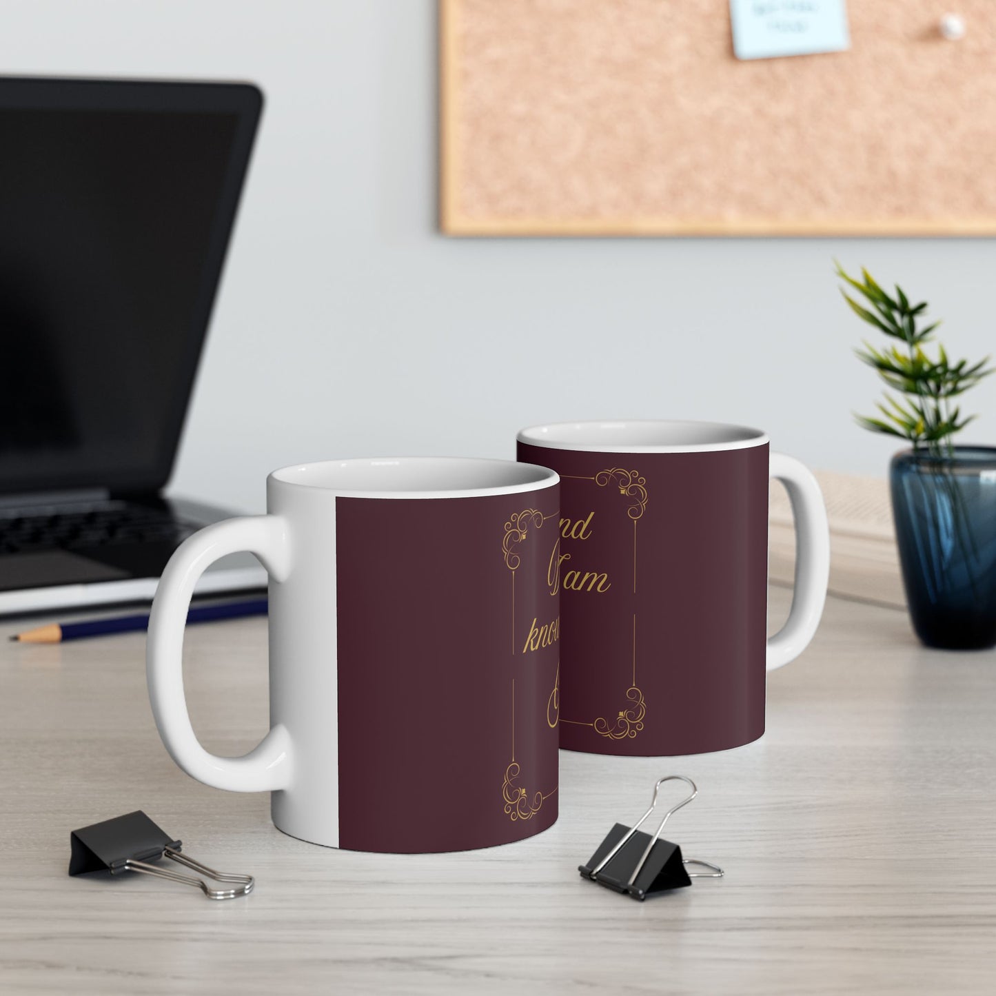 Be Still and Know — Inspirational Scripture Mug (11oz/15oz) Burgundy