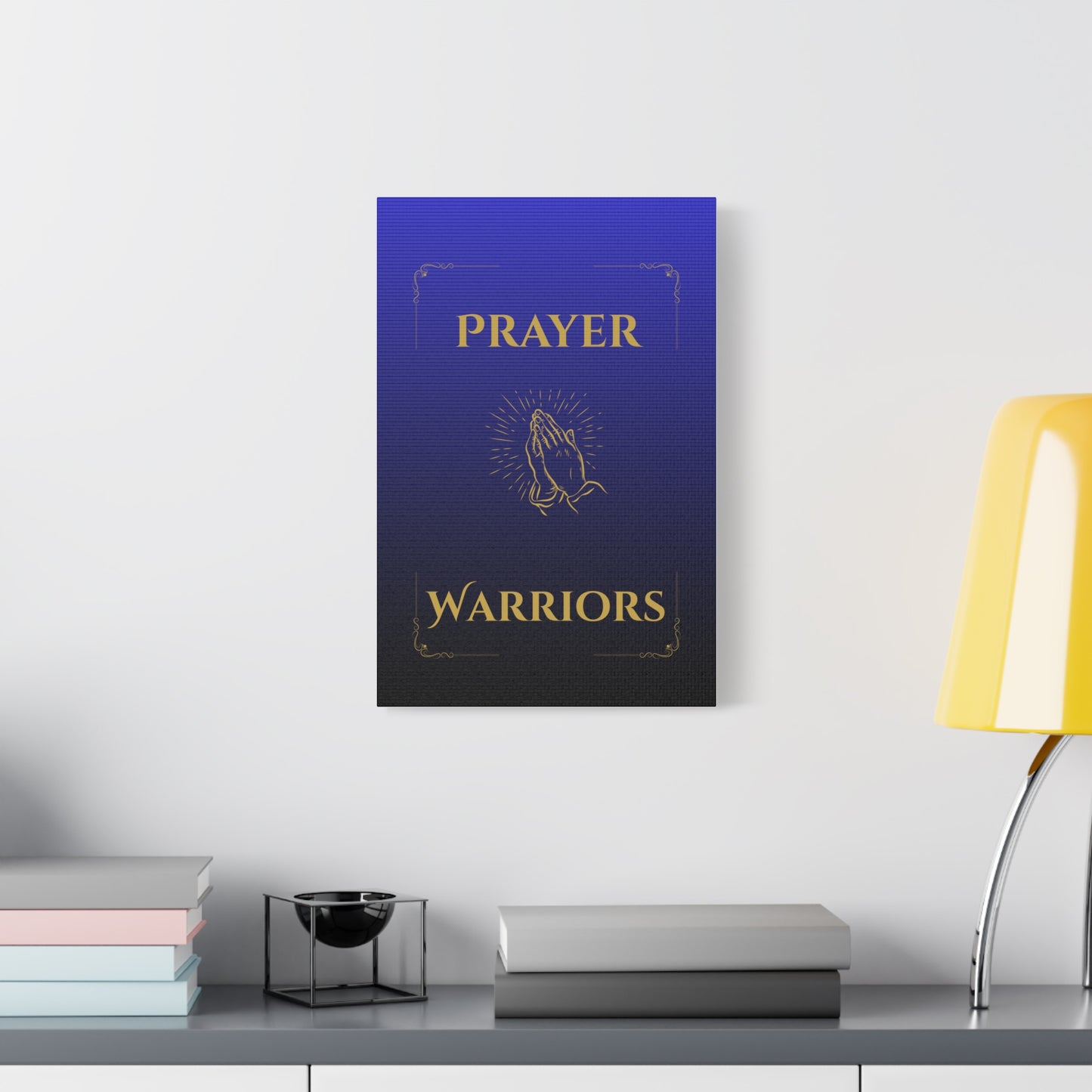 Prayer Warriors Canvas Wall Art — Heavenly Blue with Anointed Gold Text