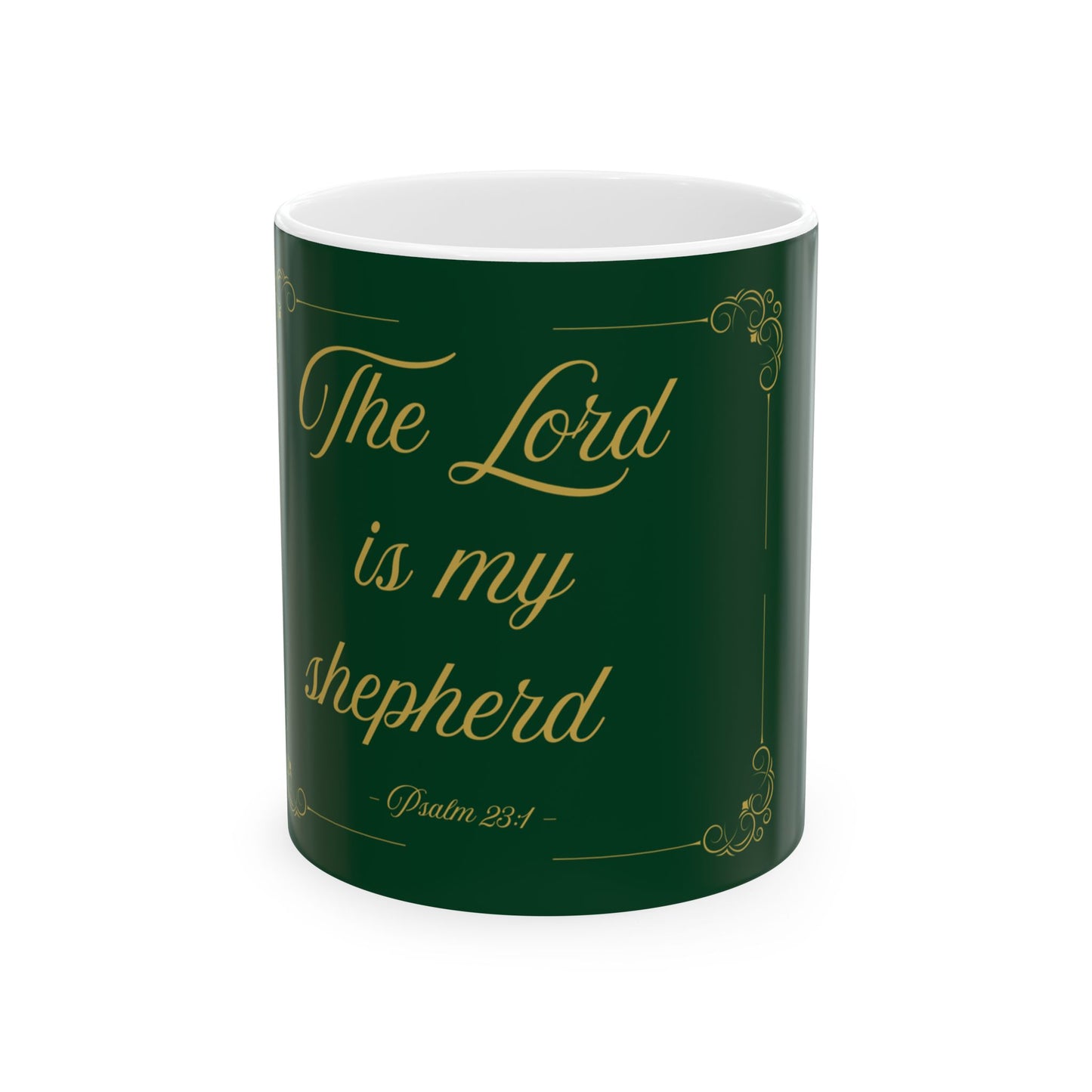 The Lord Is My Shepherd — Inspirational Scripture Mug (11oz/15oz) Emerald Night
