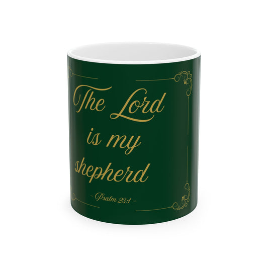 The Lord Is My Shepherd — Inspirational Scripture Mug (11oz/15oz) Emerald Night