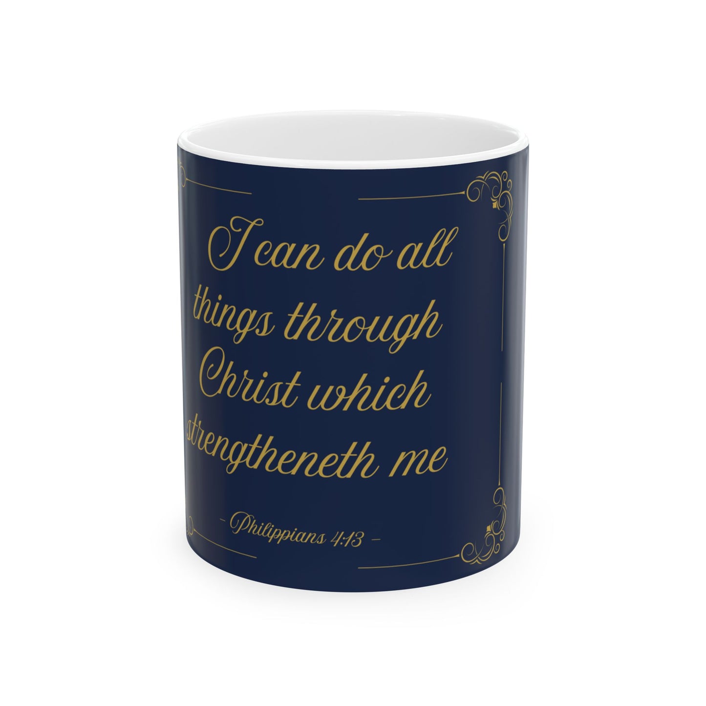 I Can Do All Things — Inspirational Scripture Mug (11oz/15oz) Navy