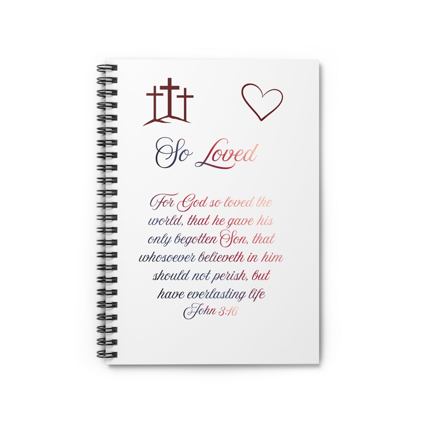 So Loved — John 3:16 Scripture Spiral Notebook | Faith Journal Red