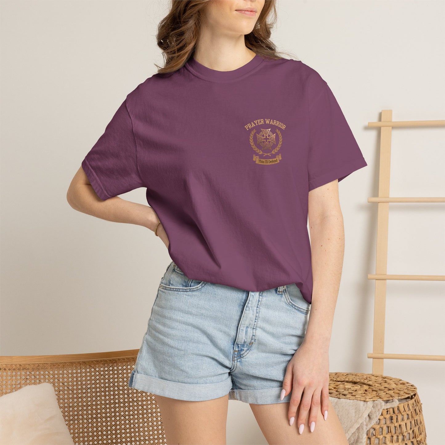 "I Am a Prayer Warrior" — Unisex Faith Heritage Crest T-Shirt | Celtic Cross | Prayer Warrior Tee