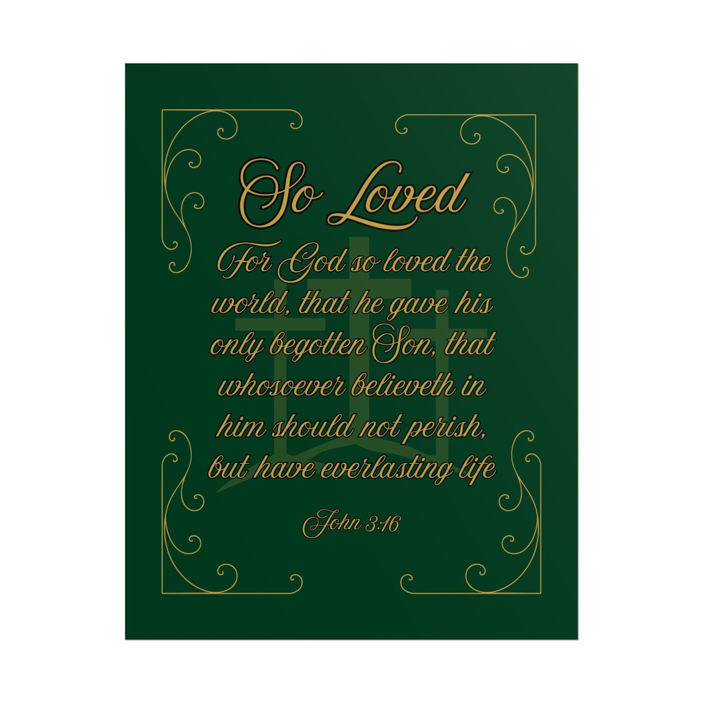 So Loved — John 3:16 Scripture Wall Art Legacy Emerald