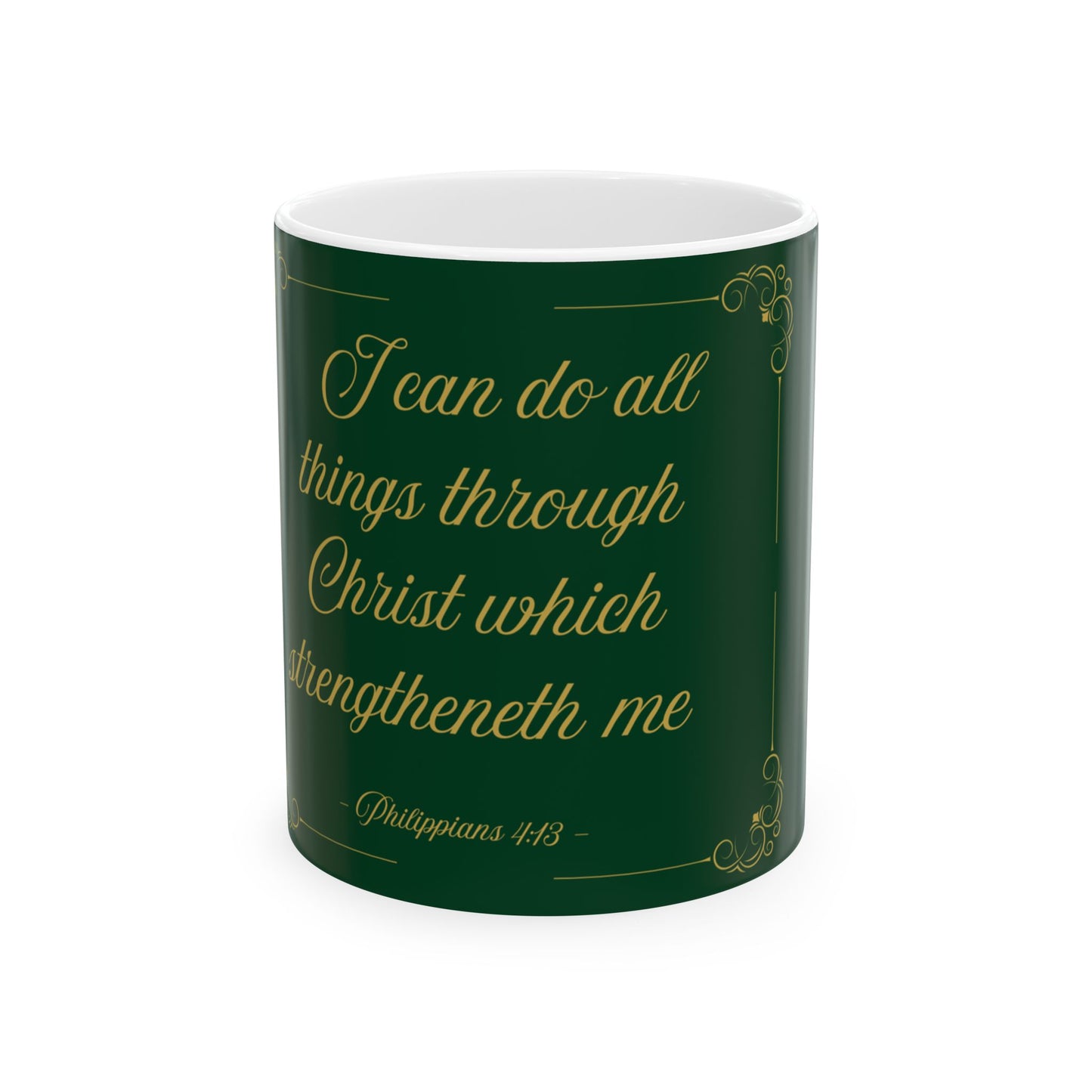 I Can Do All Things — Inspirational Scripture Mug (11oz/15oz) Emerald Night
