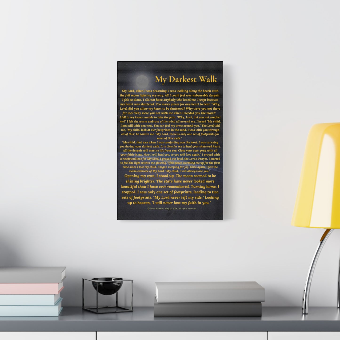 Canvas Wall Art — "My Darkest Walk" Poem Print