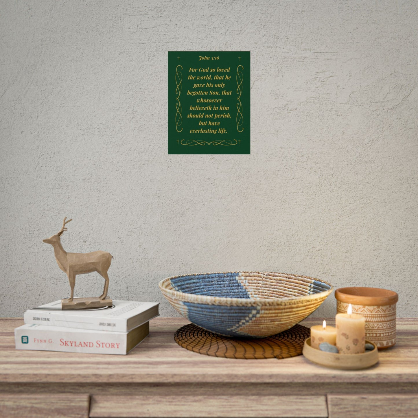 MTV John 3:16  — Gold Script Christian Scripture Wall Art Emerald Night
