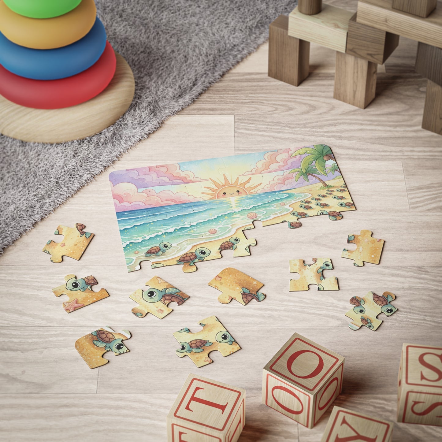 Baby Sea Turtles Beach Day Puzzle — 30 Pieces
