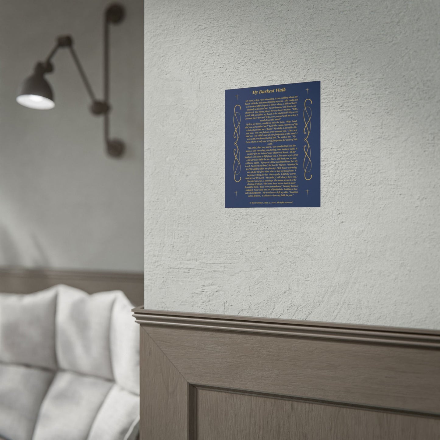 MTV My Darkest Walk - Inspirational Prayer Wall Art Navy & Gold