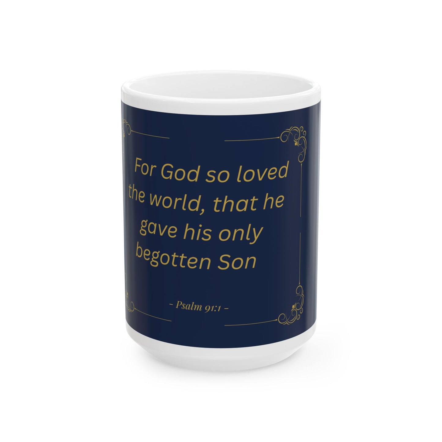 For God So Loved the World — Inspirational Scripture Mug (11oz/15oz) Navy