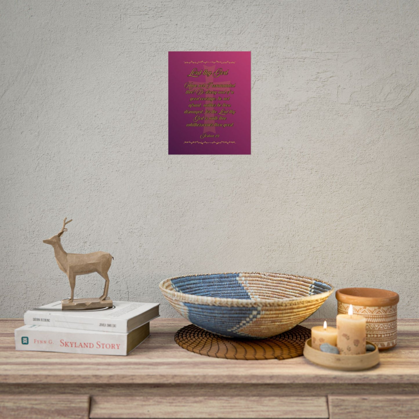 Lord thy God — Joshua 1:9 Scripture Wall Art Glorified Magenta