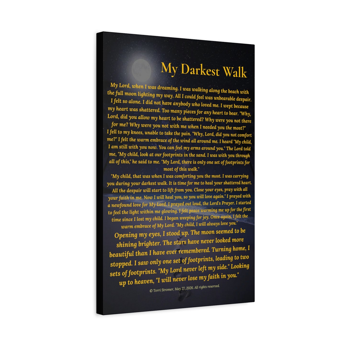 Canvas Wall Art — "My Darkest Walk" Poem Print