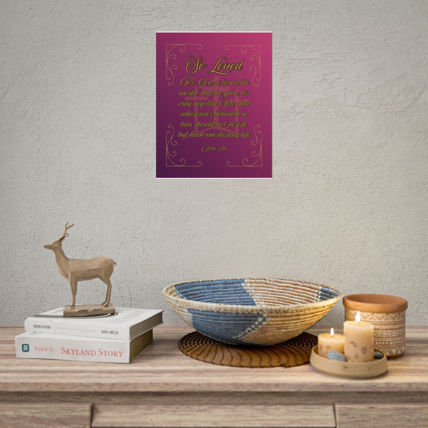 So Loved — John 3:16 Scripture Wall Art Glorified Magneta