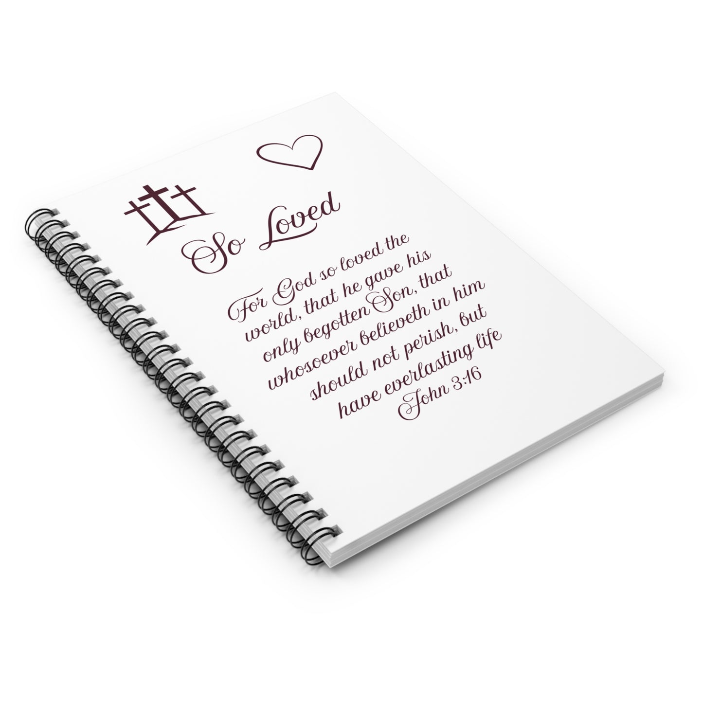 So Loved — John 3:16 Scripture Spiral Notebook | Faith Journal Burgundy