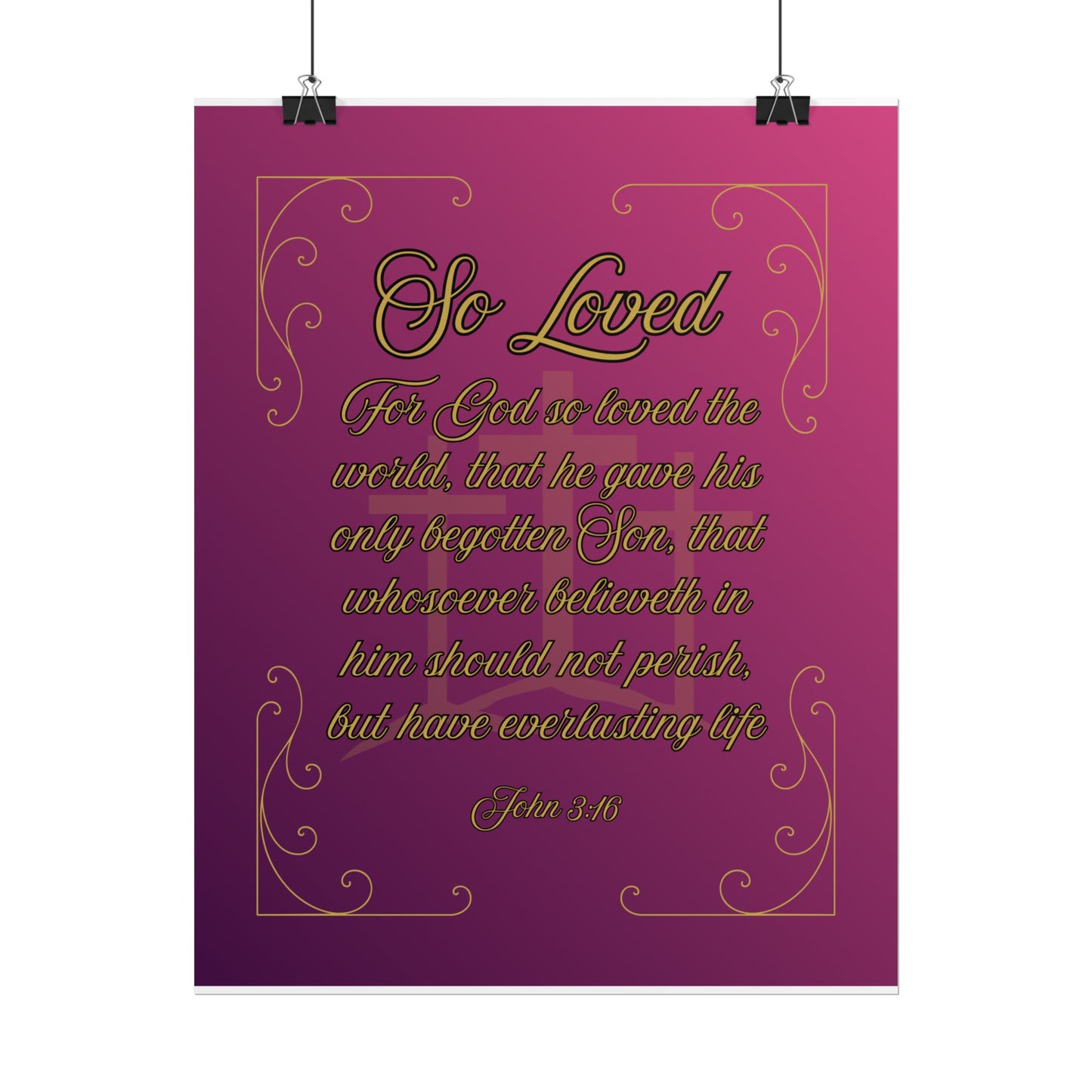 So Loved — John 3:16 Scripture Wall Art Glorified Magneta