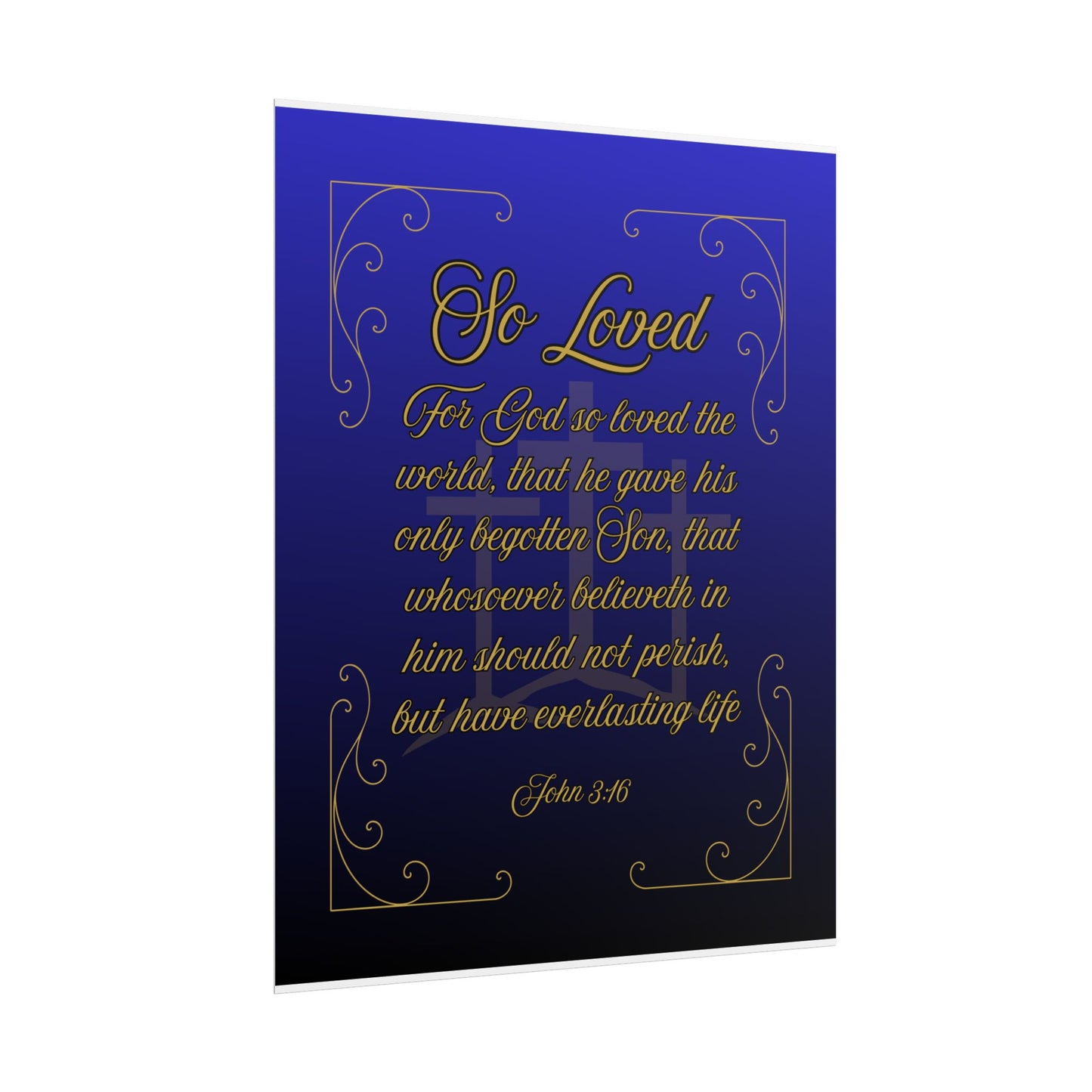 So Loved — John 3:16 Scripture Wall Art Heavenly Blue
