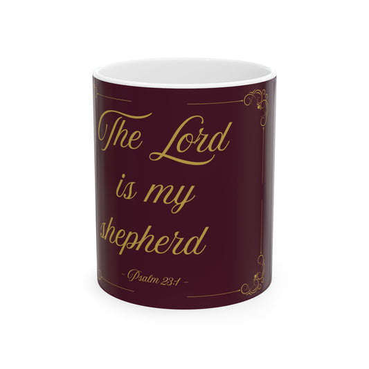 The Lord Is My Shepherd — Inspirational Scripture Mug (11oz/15oz) Burgundy