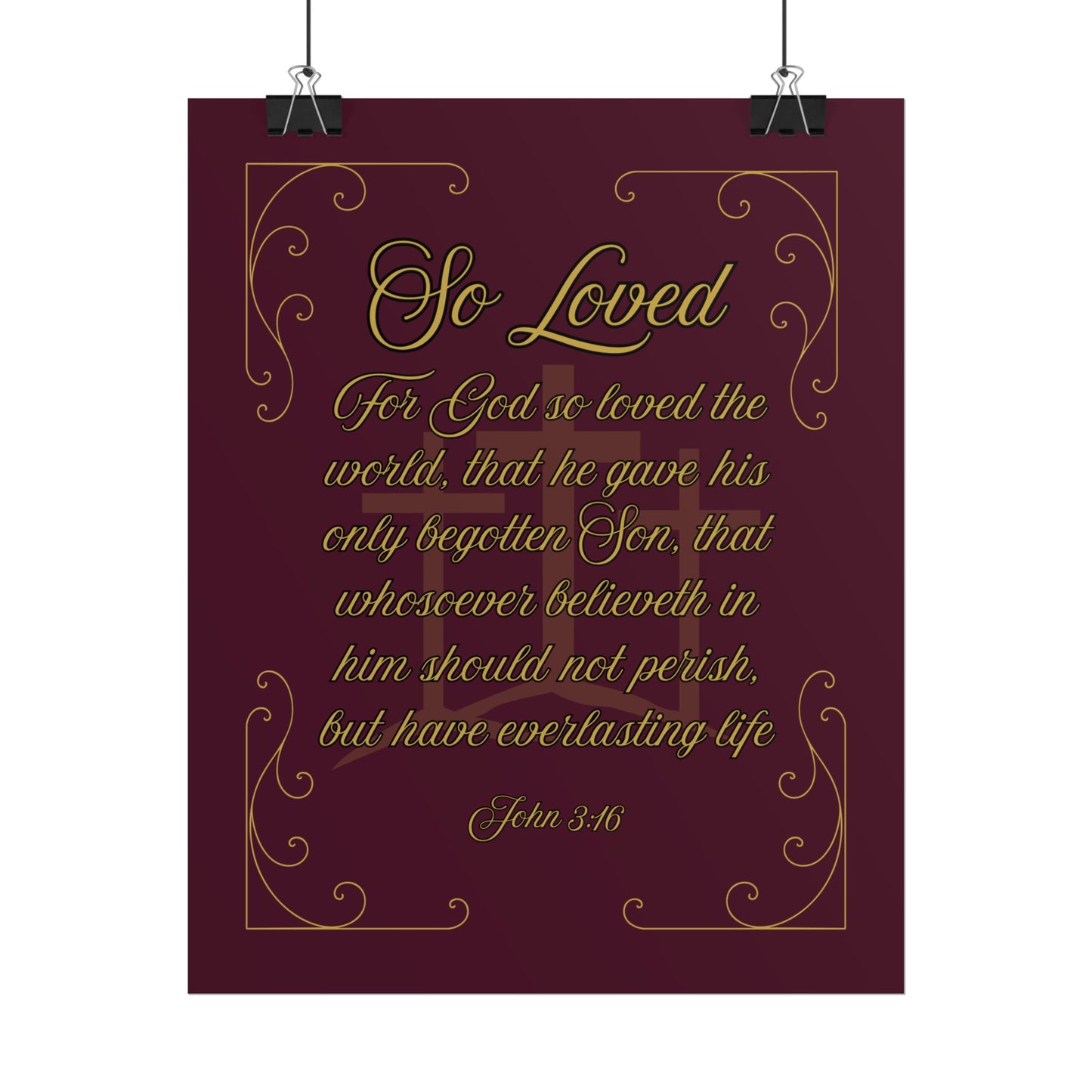So Loved - John 3:16 Scripture Wall Art Redeemed Scarlet