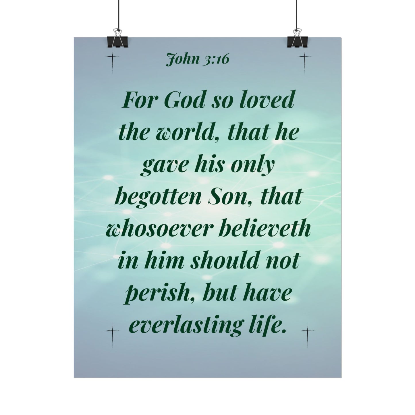 MTV John 3:16— Rolled Christian Wall Art Aqua Light Background