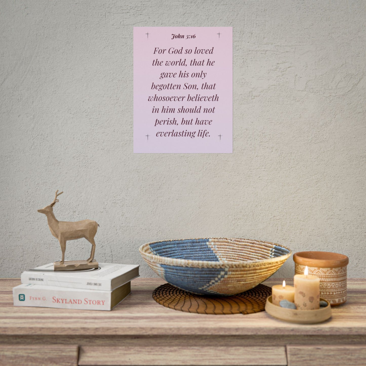 MTV John 3:16 - Rolled Christian Wall Art Pastel Gradient Pink