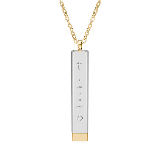 "I Can Do All Things" — Hidden Message Sliding Bar Necklace | Faith Scripture Jewelry | Philippians 4:13