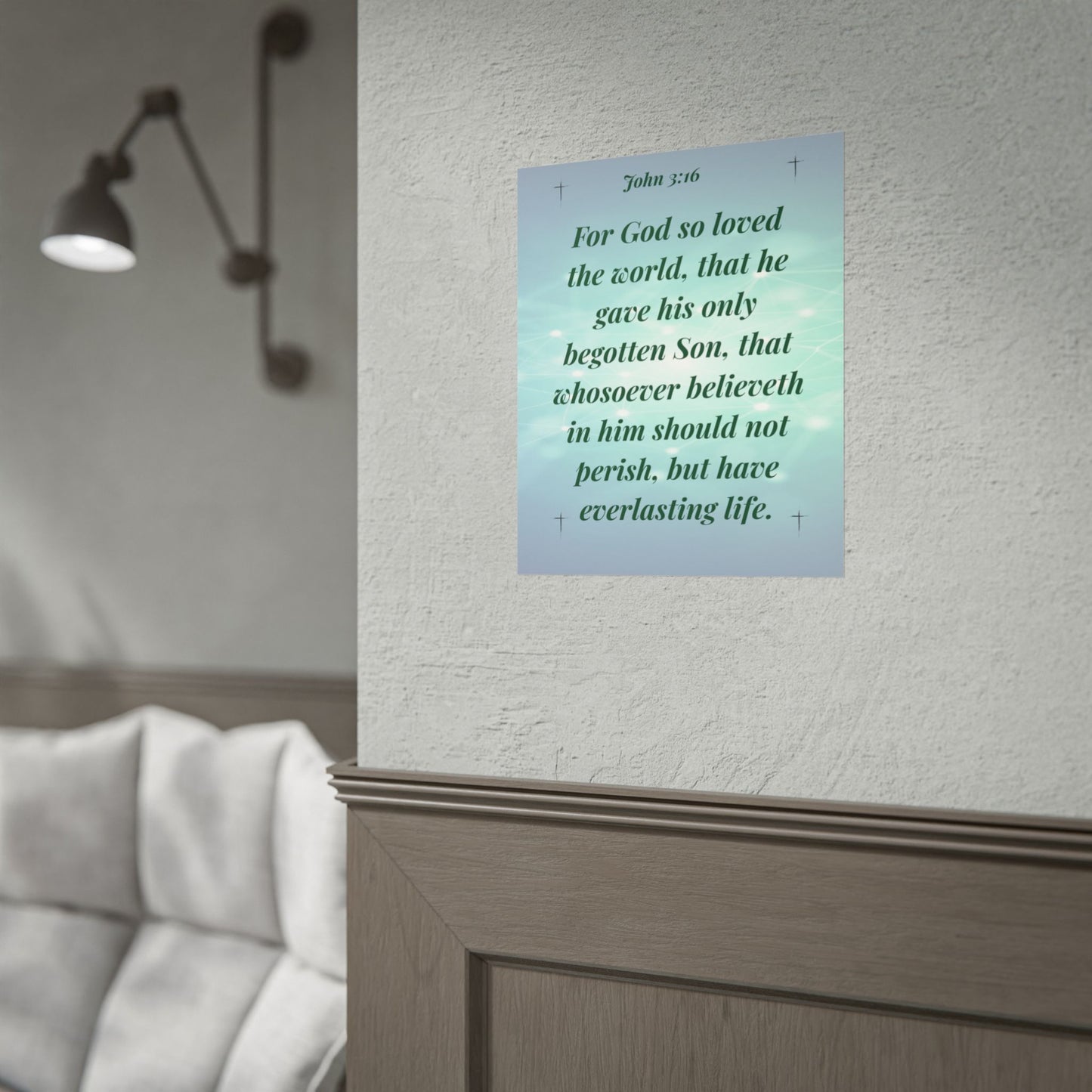 MTV John 3:16— Rolled Christian Wall Art Aqua Light Background