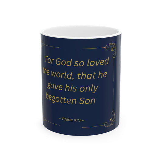 For God So Loved the World — Inspirational Scripture Mug (11oz/15oz) Navy