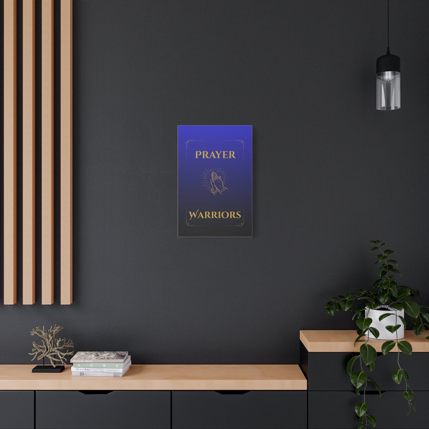 Prayer Warriors Canvas Wall Art — Heavenly Blue with Anointed Gold Text