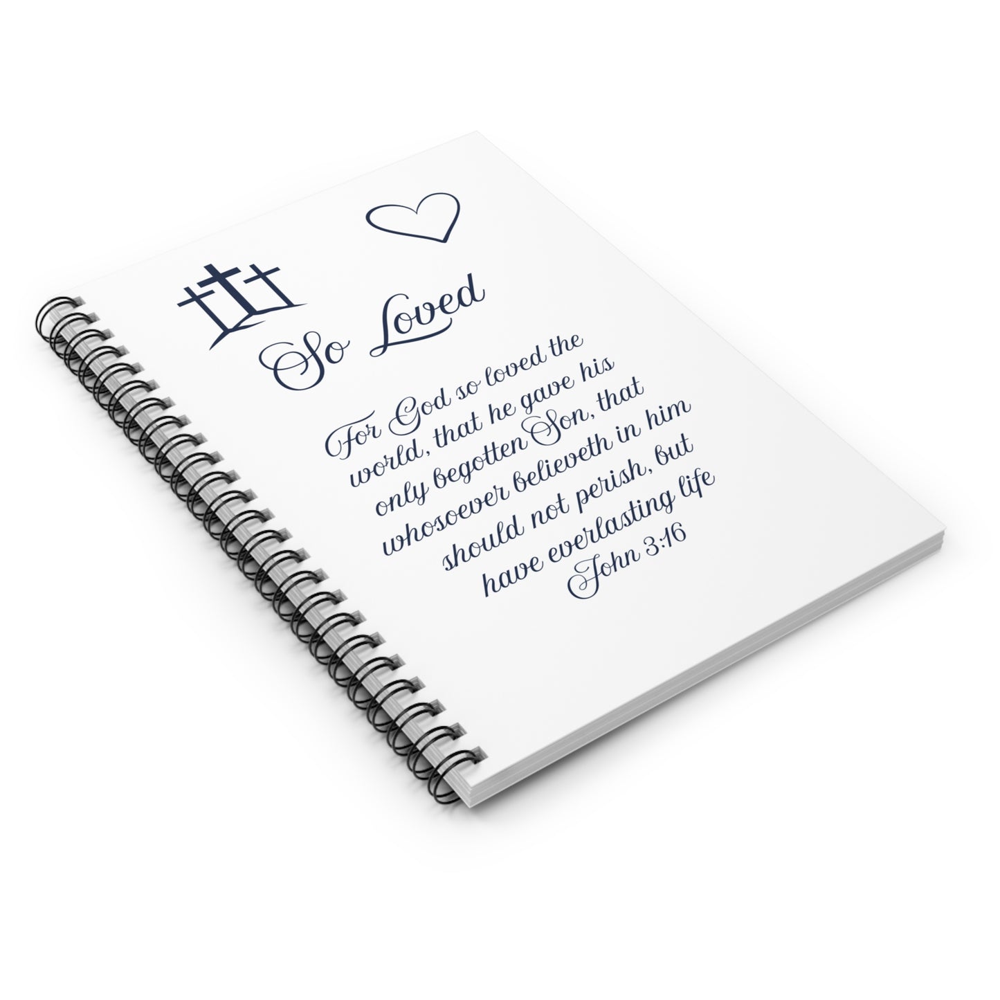 So Loved — John 3:16 Scripture Spiral Notebook | Faith Journal Navy