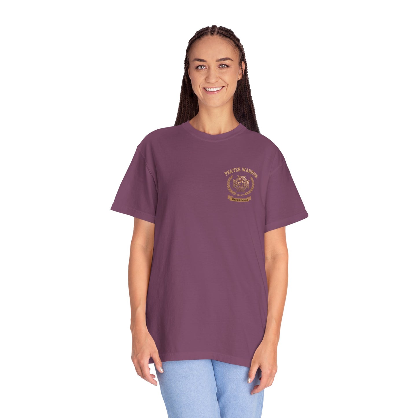 "I Am a Prayer Warrior" — Unisex Faith Heritage Crest T-Shirt | Celtic Cross | Prayer Warrior Tee