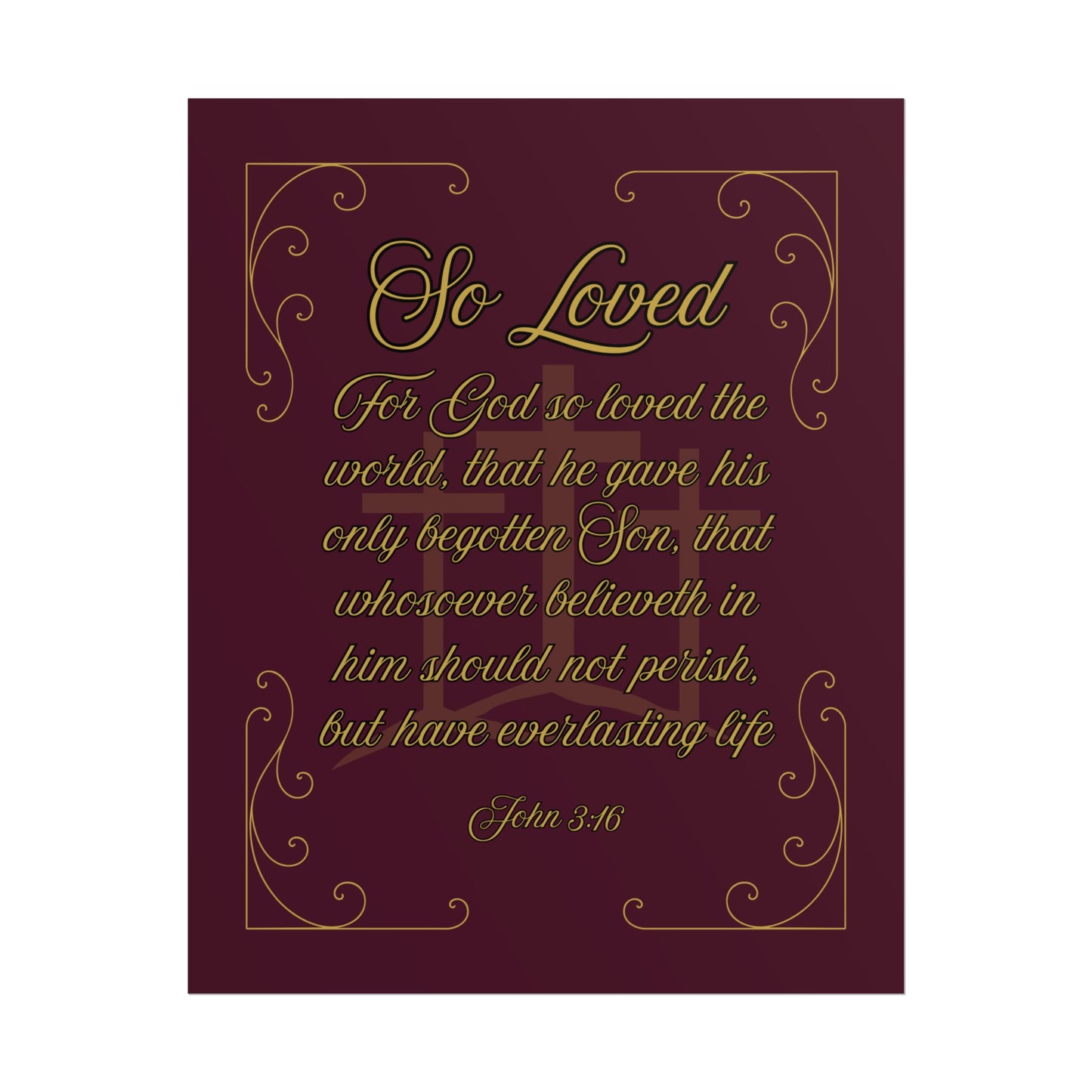 So Loved - John 3:16 Scripture Wall Art Redeemed Scarlet