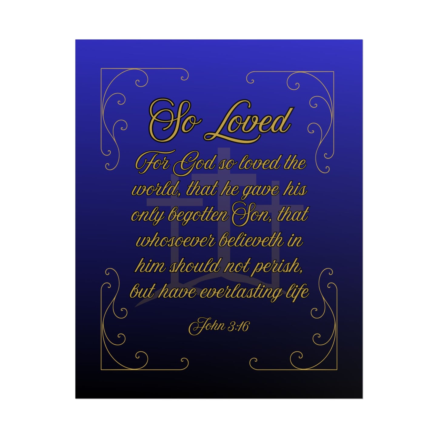 So Loved — John 3:16 Scripture Wall Art Heavenly Blue