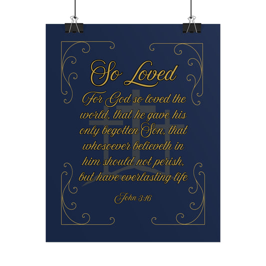 So Loved — John 3:16 Scripture Wall Art Faithful Midnight