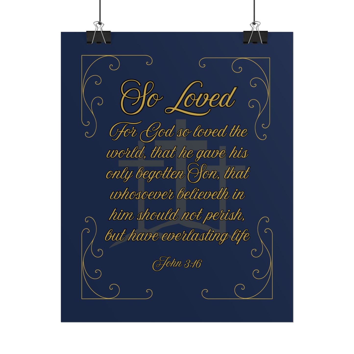 So Loved – John 3:16 Scriptural Wall Art Faithful Midnight