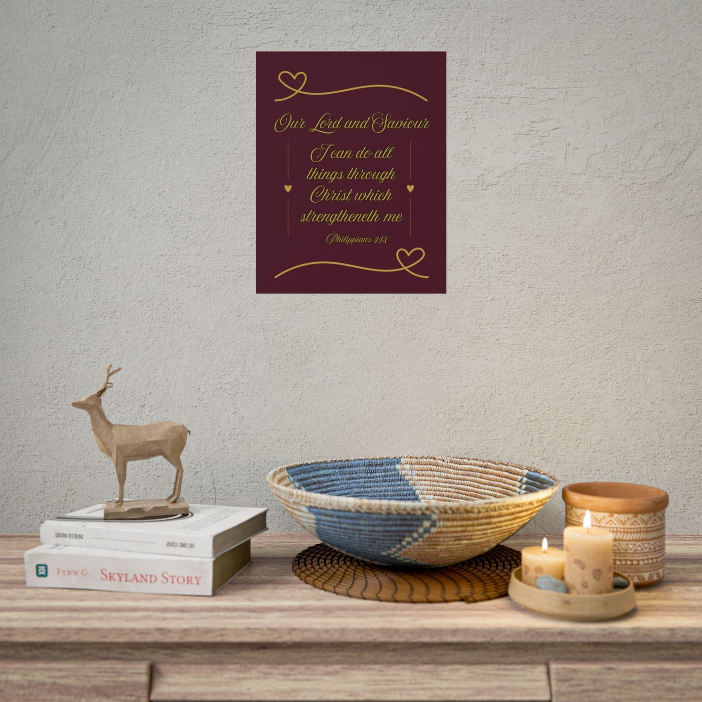 Our Lord and Saviour— Philippians 4:13 Scripture Wall Art Redeemed Scarlet