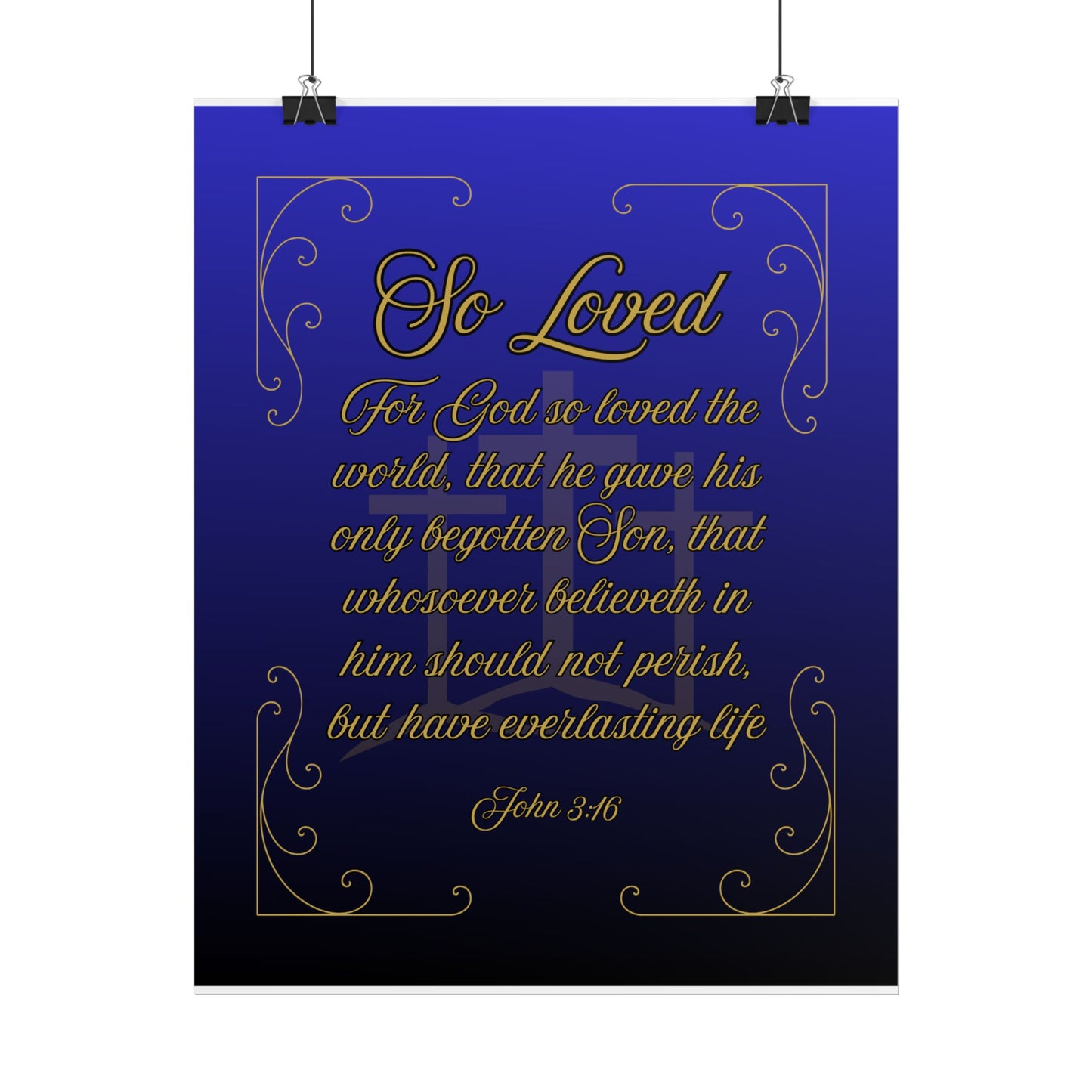 So Loved — John 3:16 Scripture Wall Art Heavenly Blue