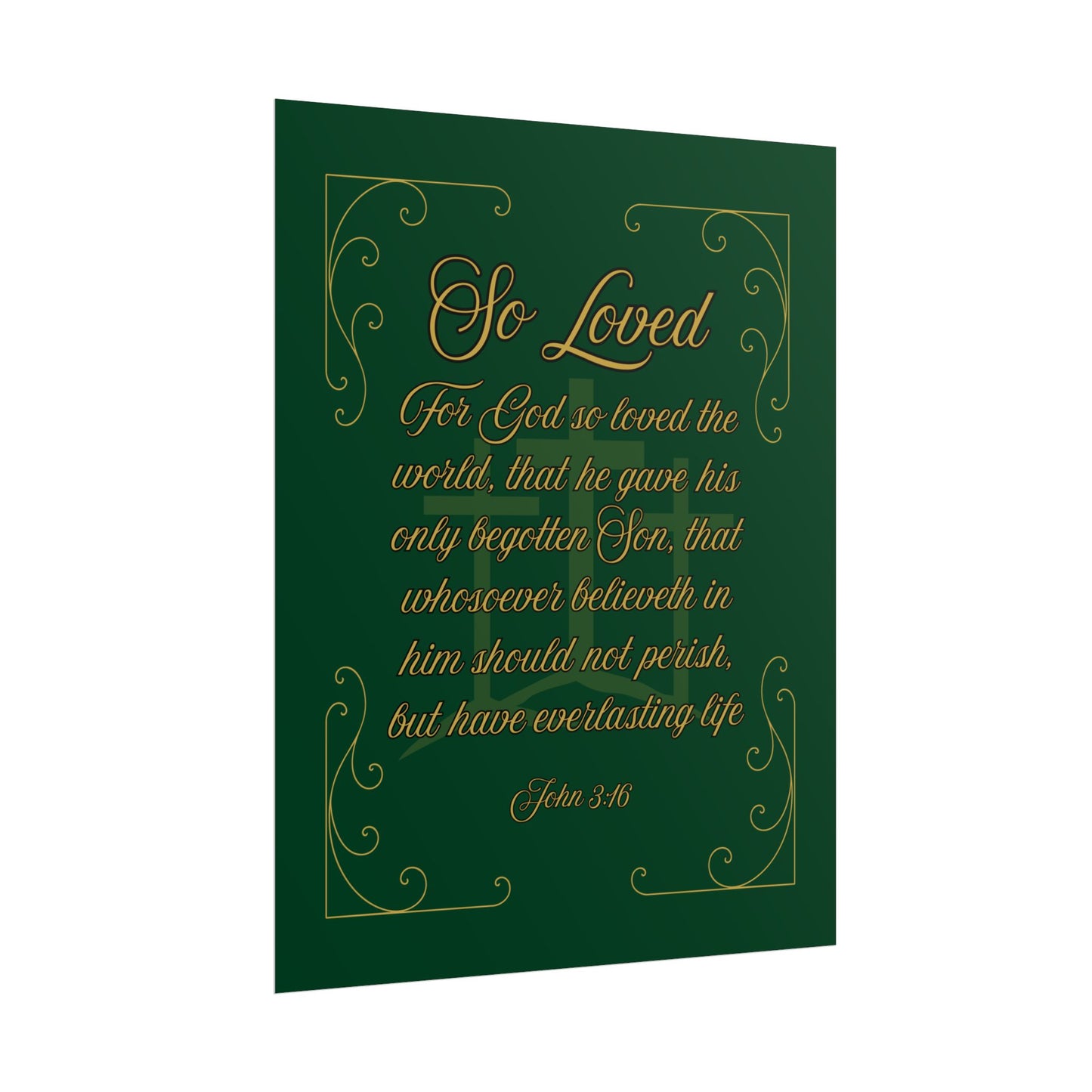 So Loved — John 3:16 Scripture Wall Art Legacy Emerald